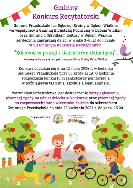 VII Gminny Konkurs Recytatorski pt. „Zdrowie w poezji i literaturze dziecięcej''