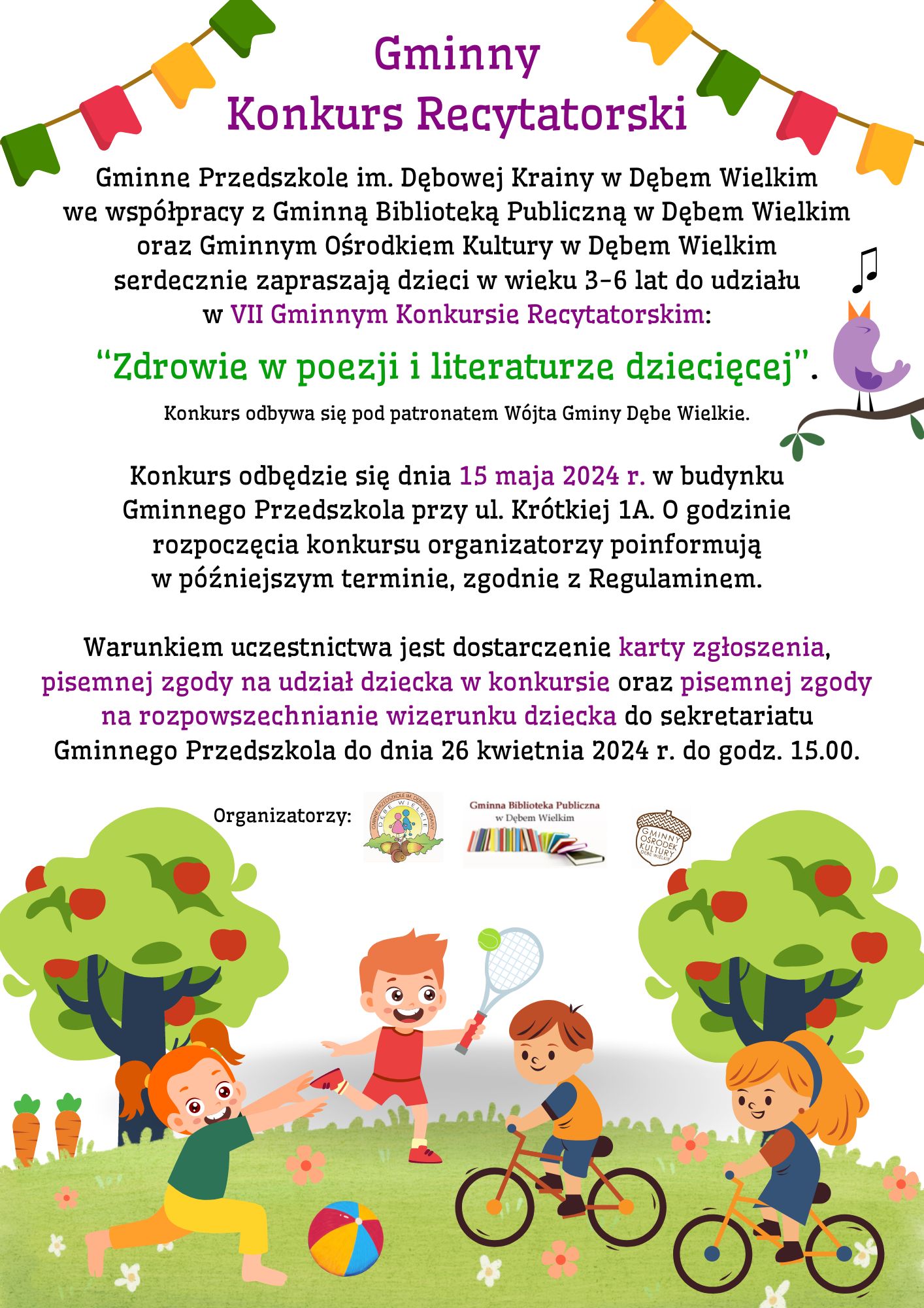 VII Gminny Konkurs Recytatorski pt. „Zdrowie w poezji i literaturze dziecięcej''...