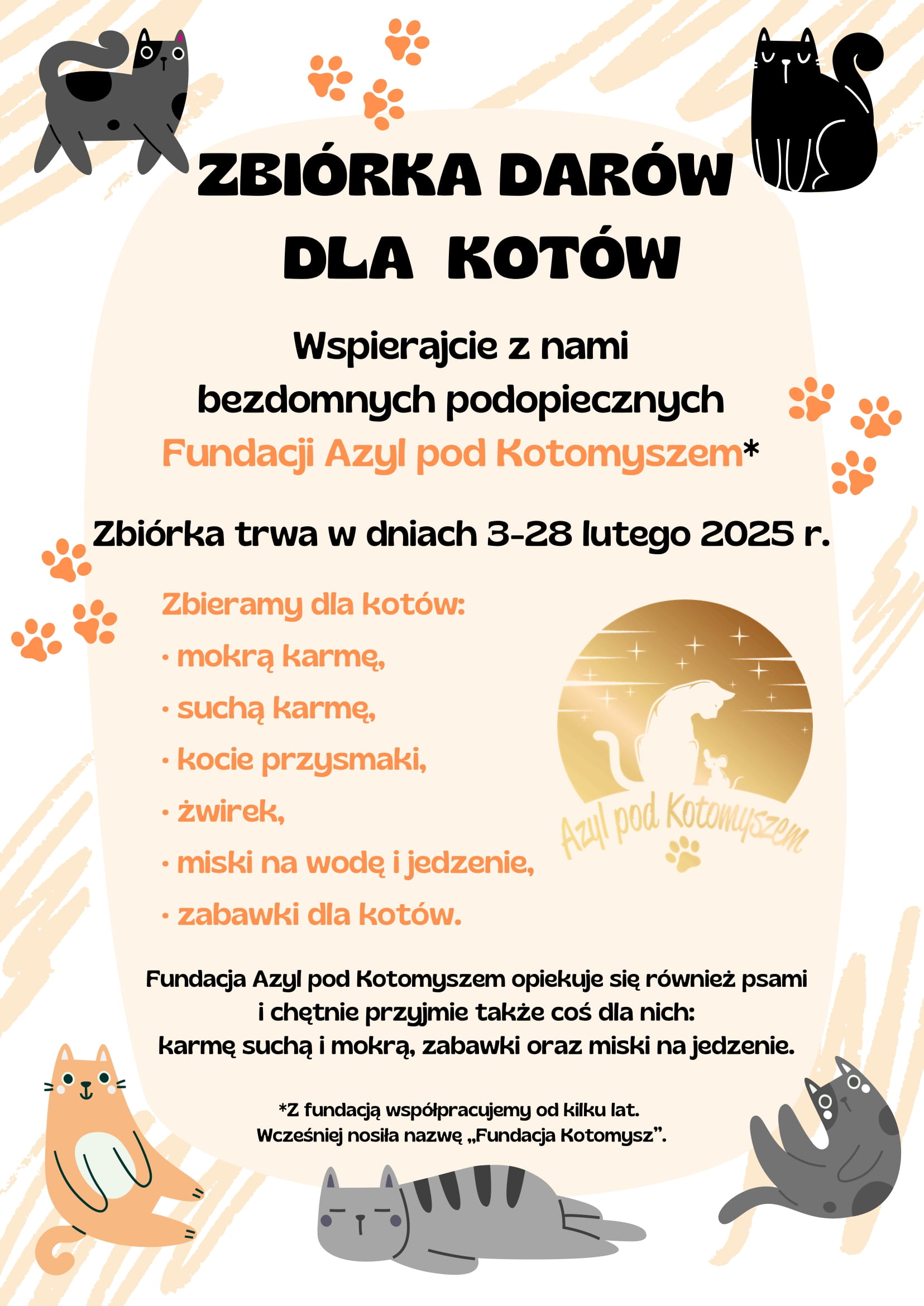 Zbiórka darów dla podopiecznych Fundacji Azyl pod Kotomyszem