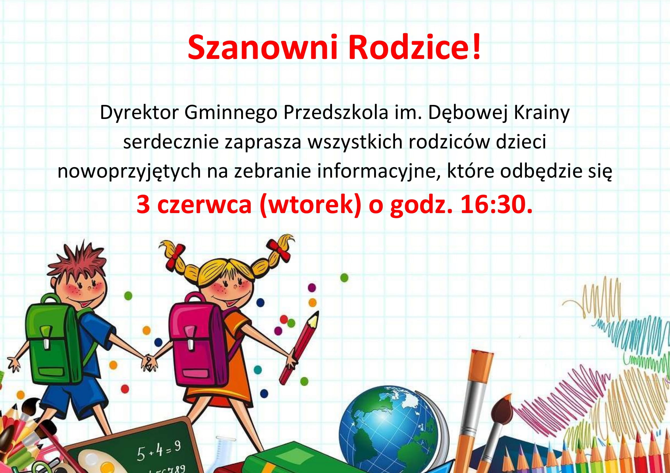 Zebranie dla rodziców dzieci nowoprzyjętych