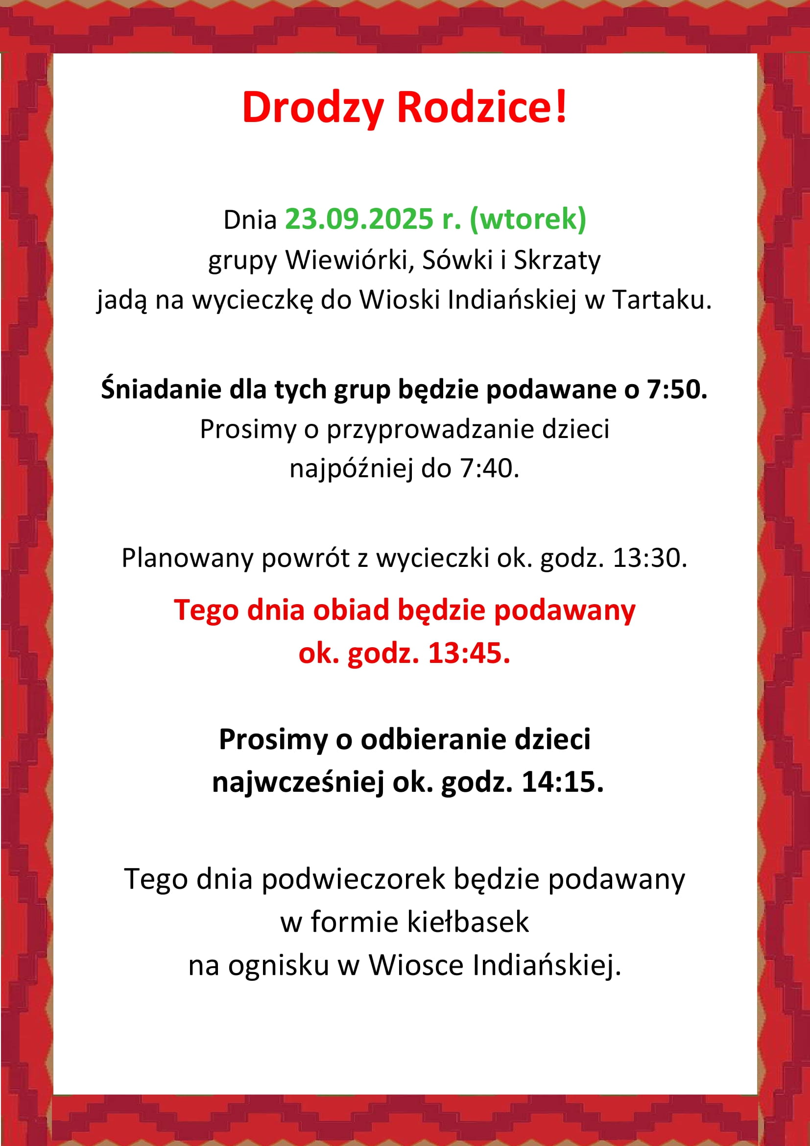 Wycieczka do Wioski Indiańskiej 