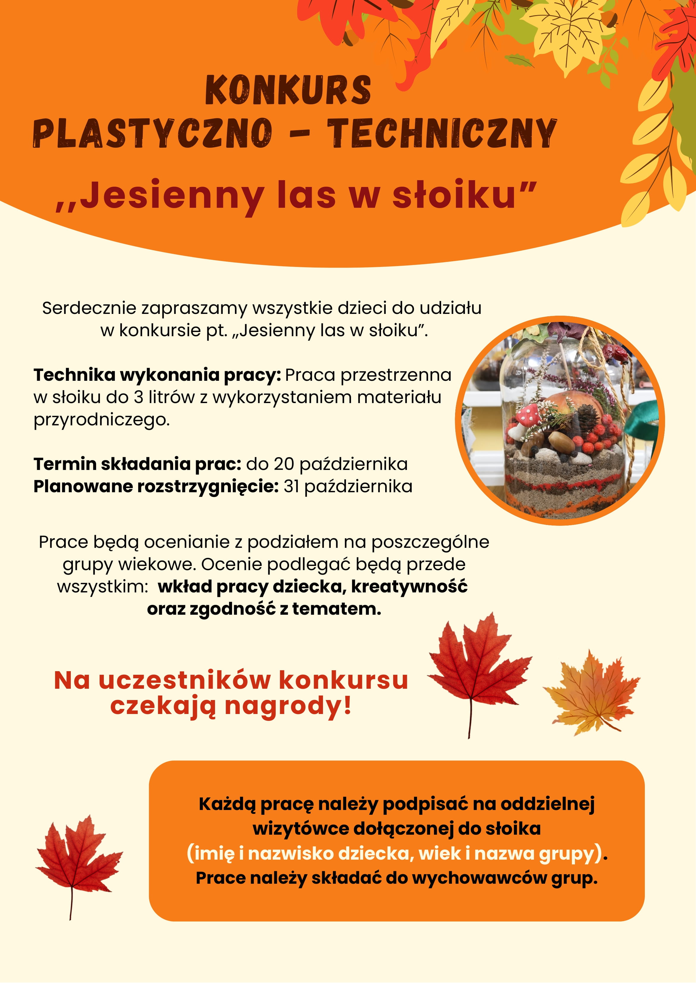 Konkurs plastyczno-techniczny ''Jesienny las w słoiku''