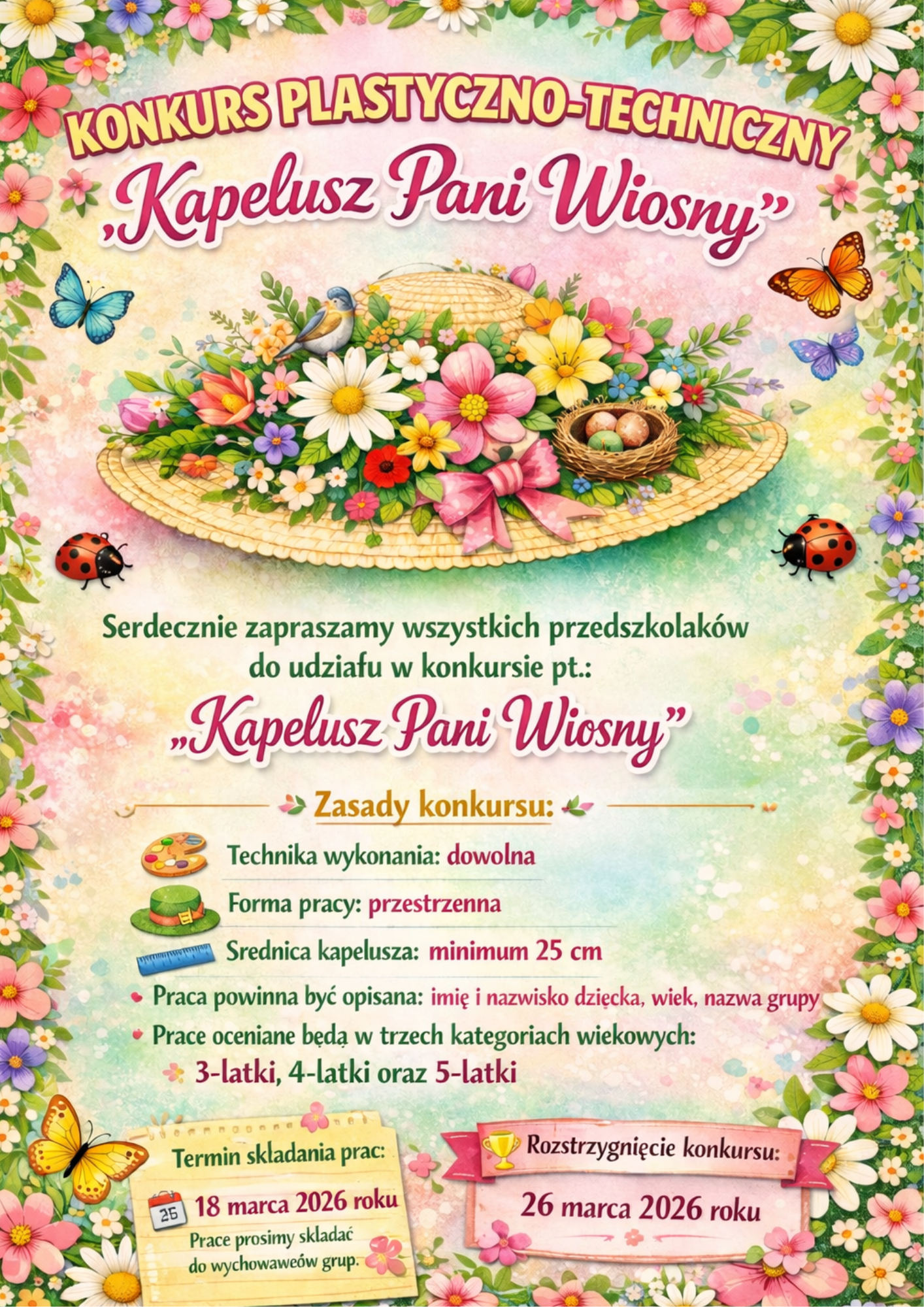 Konkurs plastyczno-techniczny ''Kapelusz Pani Wiosny''