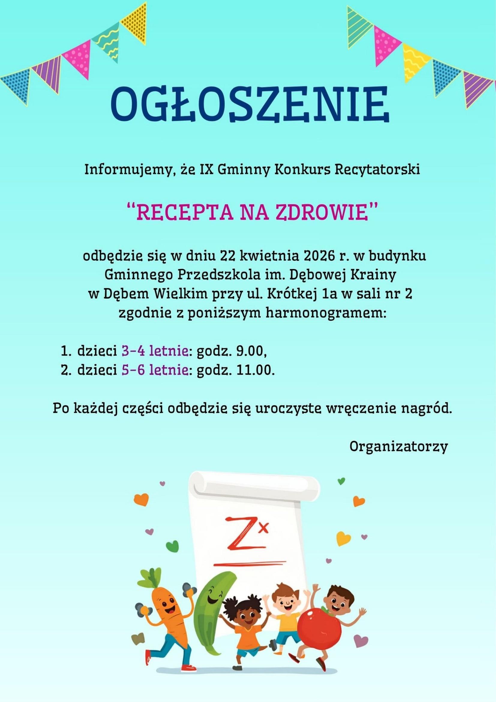 Harmonogram konkursu recytatorskiego