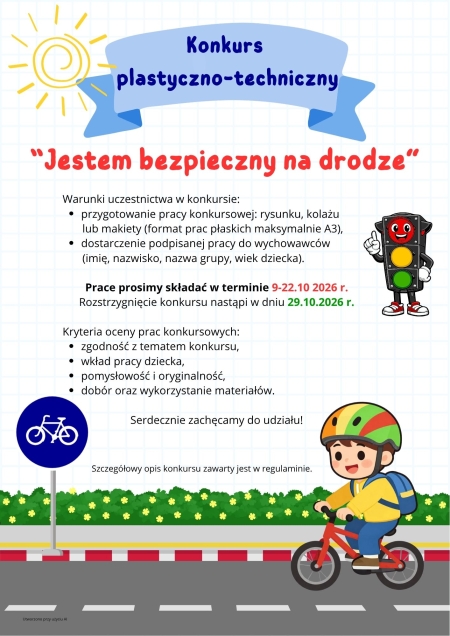 Konkurs plastyczno-techniczny ''Jestem bezpieczny na drodze''